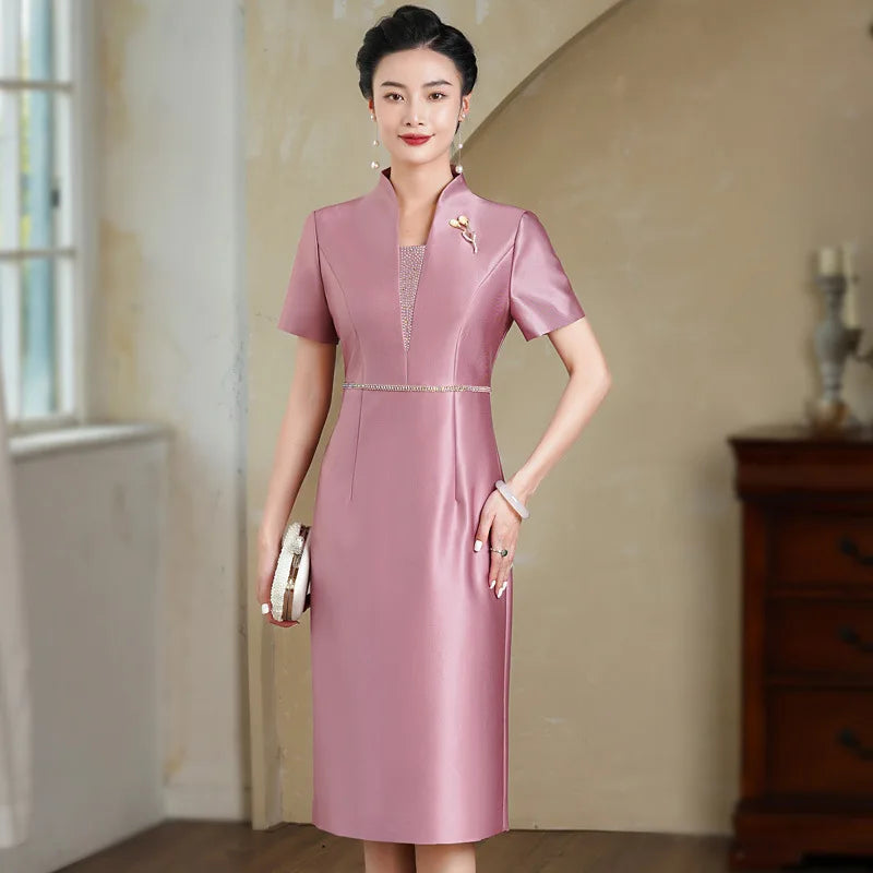 Yourqipao Cheongsam Young Women's Summer High-end Qipao Mother Dress Chinese Wedding Banquet Toast Dress - Seprincess