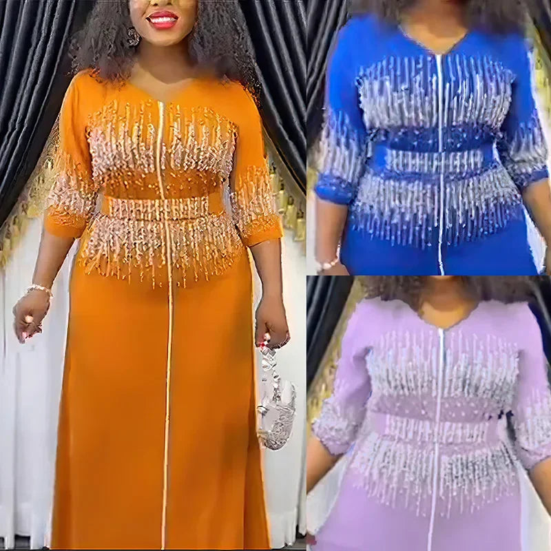 African Evening Dresses for Women Elegant Dashiki Ankara Outfits Gown Plus Size Turkey Wedding Party Long Maxi Dress 2023 New - Seprincess