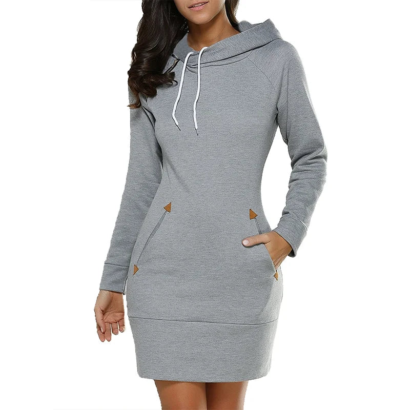 Women Winter Warm Hooded Pullover Sweatshirt Long Dress Sweatshirt Hoodies Women - Seprincess