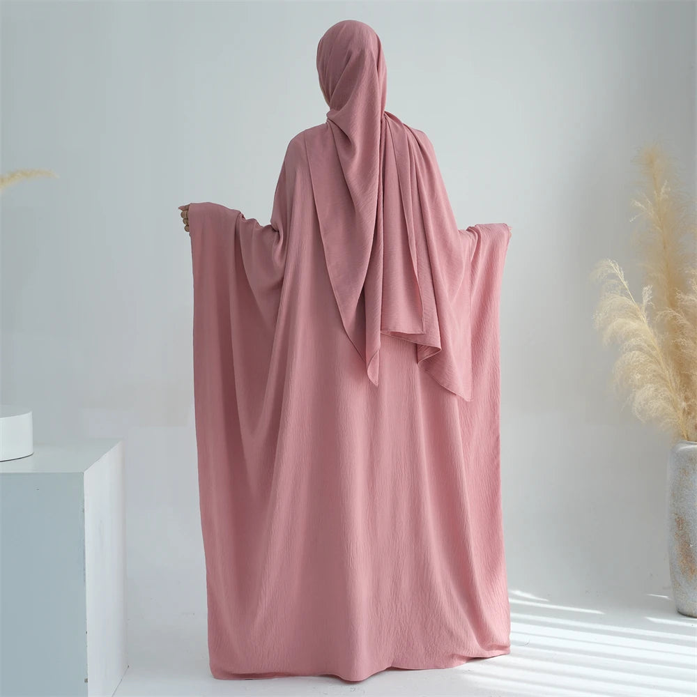 Ramadan Eid Crepe Batwing Butterfly Modest Abaya Dubai Luxury 2024 Muslim Jersey Hijabs Kaftan Dress For Women Kebaya Vestidos