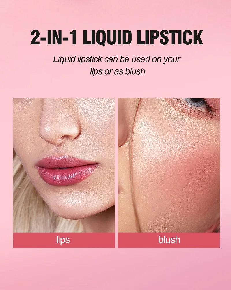 Fruit Juice Lip Tint Non-stick Cup Liquid Lipstick and Blush 2 In1 Waterproof Long Lasting Water Lip Stain Lips&cheek Makeup 1pc - Seprincess