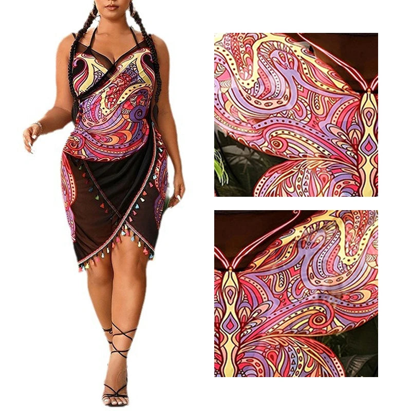 Sexy Butterfly Print Cover Up Swimwear Women Dress Summer Tunic Bikini Bath Sarong Wrap Skirt Swimsuit Elegant Lady Beachwear - Seprincess