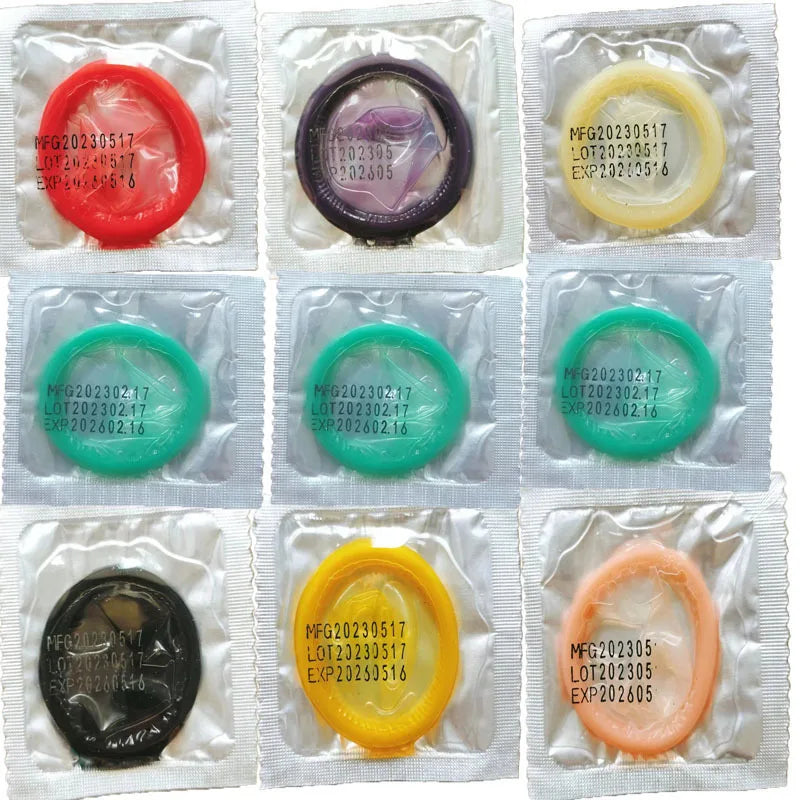 10/50PCS Colorful Smooth Natural Latex Condoms Large Oil Cock Sleeve Discoloration Penis Sleeve Condom for Men Adults Sex Toys - Seprincess