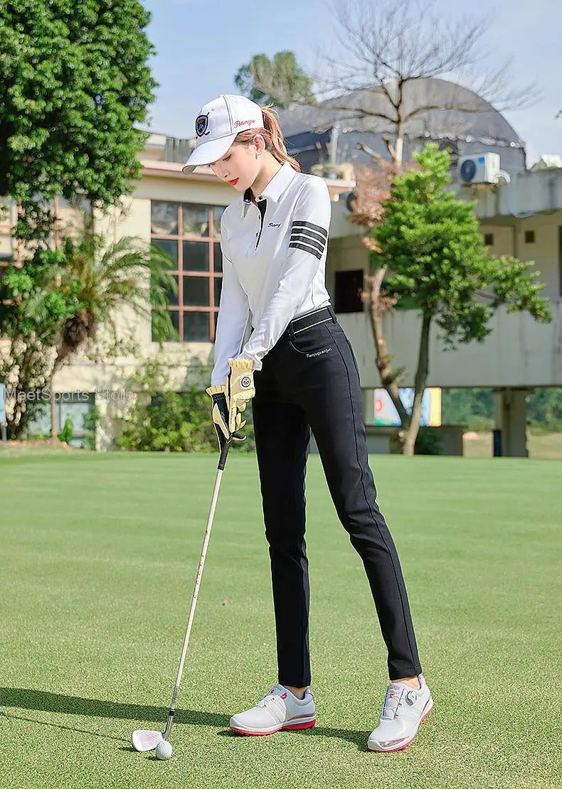 Ttygj Plus Velvet Ladies Slim Trousers Autumn Winter Golf Pants Women Waterproof Sports Tennis Pants Warm Long Trousers XS-XXL