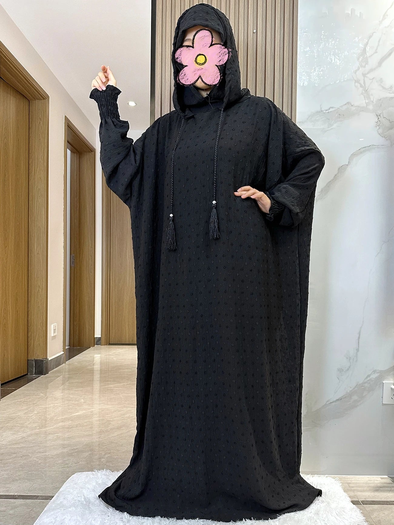 New Ramadan Muslim Two Hats Abaya Dubai Turkey Islam Prayer Clothes Solid Cotton Fabric Dresses Islam Women Dress Kaftan - Seprincess