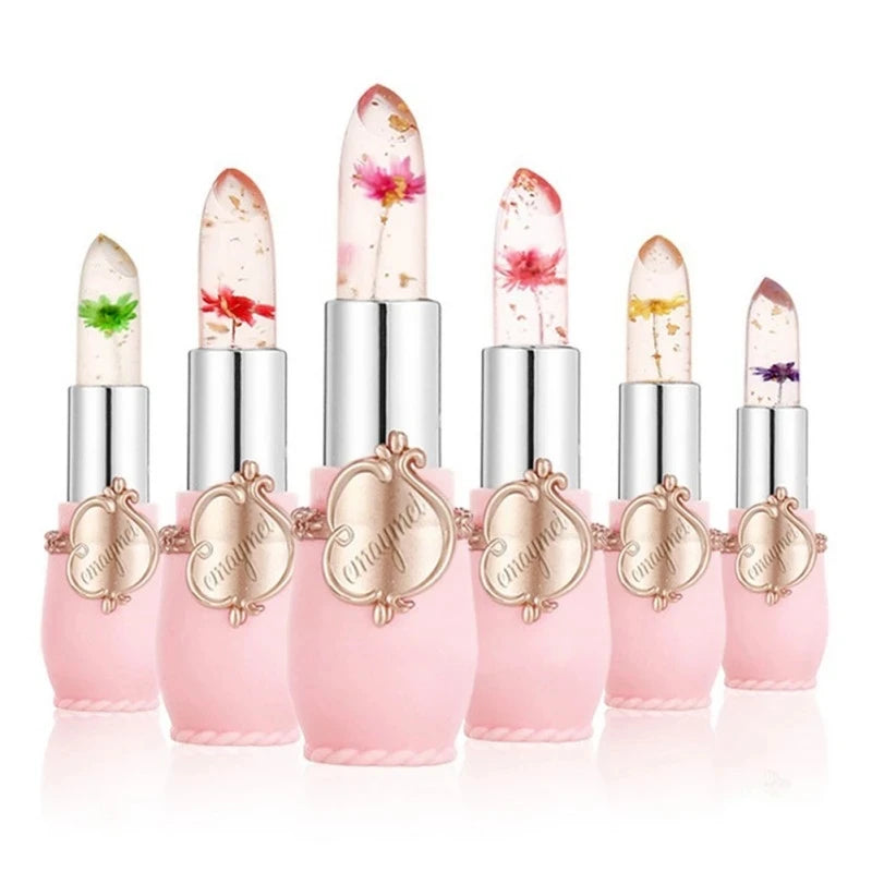 make up 6pcs Lipstick Set Flower Jelly Crystal Clear Long Lasting Lips Color Change Pink lip gloss Cosmetics - Seprincess