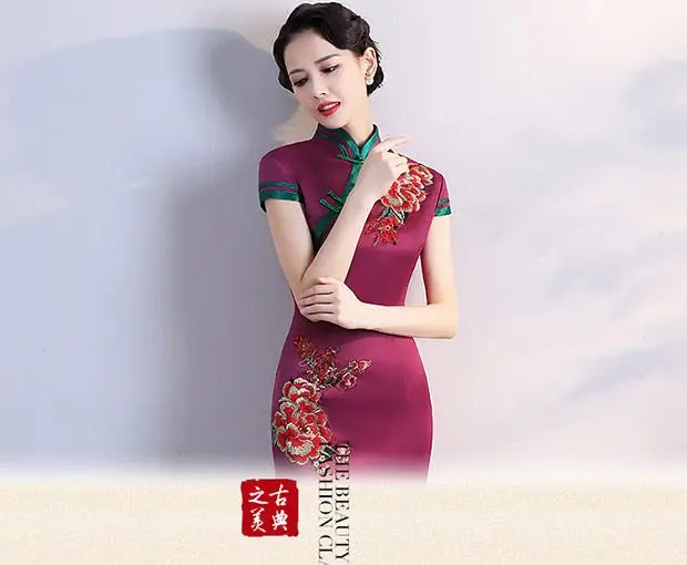 S-5XL Grren Party Cheongsam Vintage Chinese Style Spring Long Evening Dress Oriental Woman Elegant Qipao Vestido - Seprincess