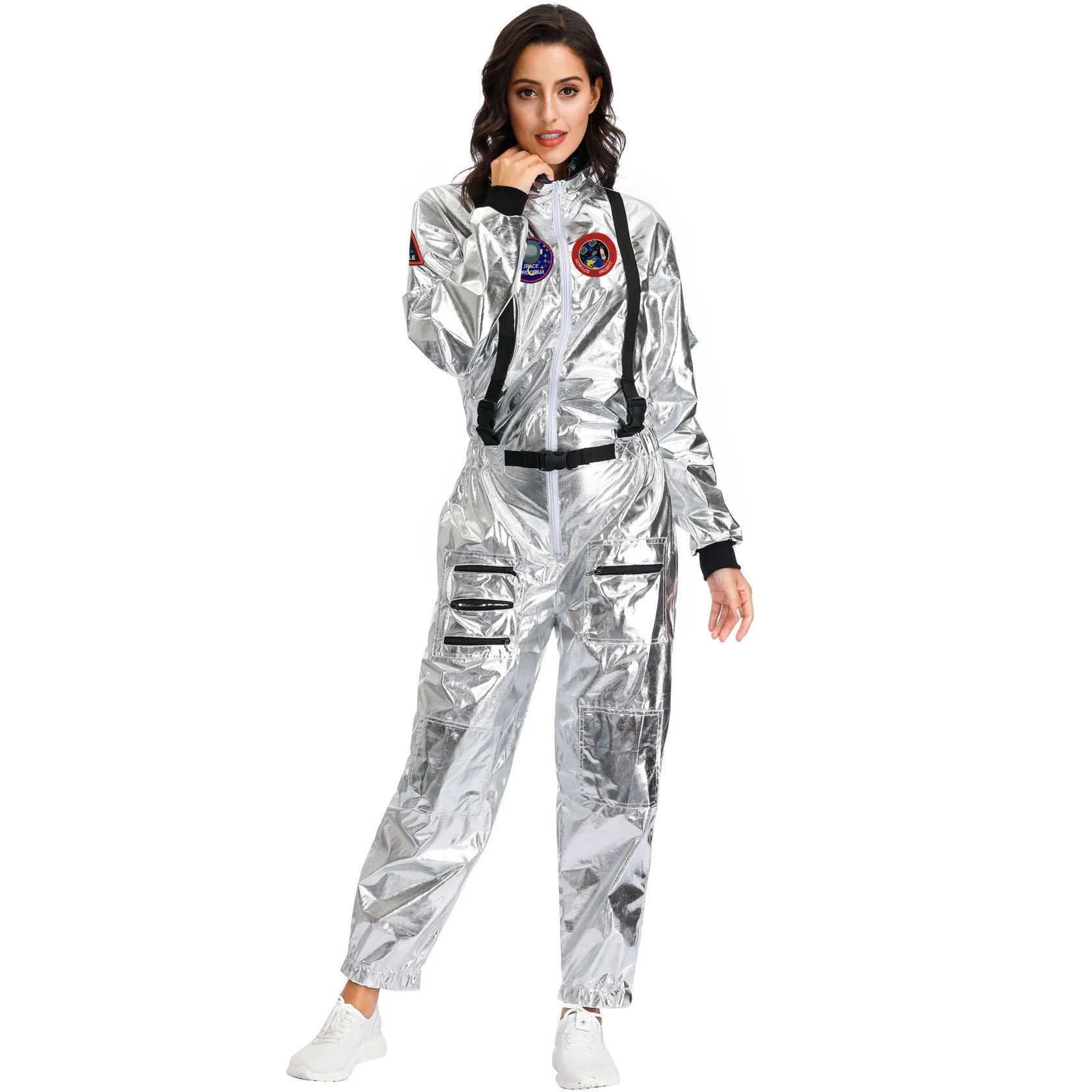 Halloween Christmas Silver Spaceman Men Women Space Suit Adult Children Astronaut Costume Family Party Dress Up Birthday Gift - Seprincess