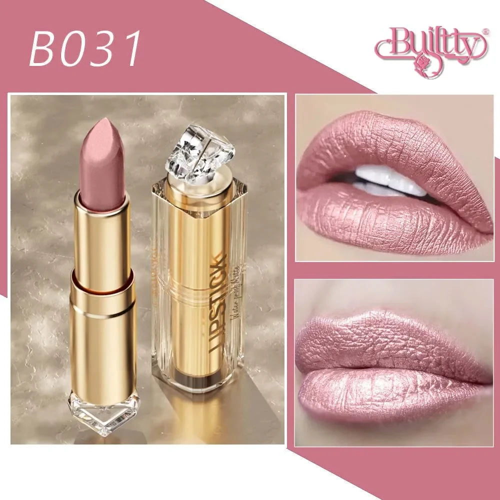 12 Colors Korea Matte Glitter Lipstick Pink Nude Matte Gliter Waterproof Kissproof Glitter Flip Lipstick Orange Dropshipping - Seprincess