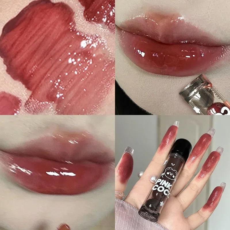 New Jelly Mirror Black Tube Lipstick Long Lasting Non-stick Cup Moisturize Water Light Lip Gloss Korean Lips Makeup Cosmetic 1pc