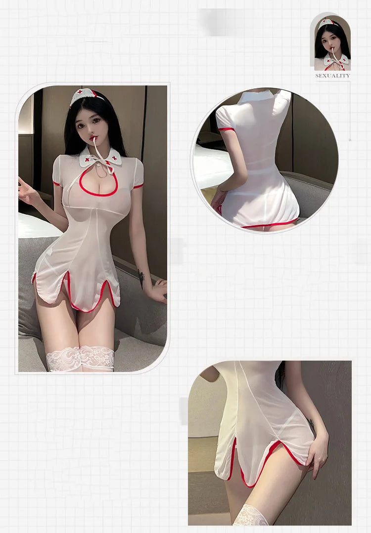 lingerie Deep V exposed nurse uniform tempting tight fitting fetish anal sexy womans costume genshin impact - Seprincess