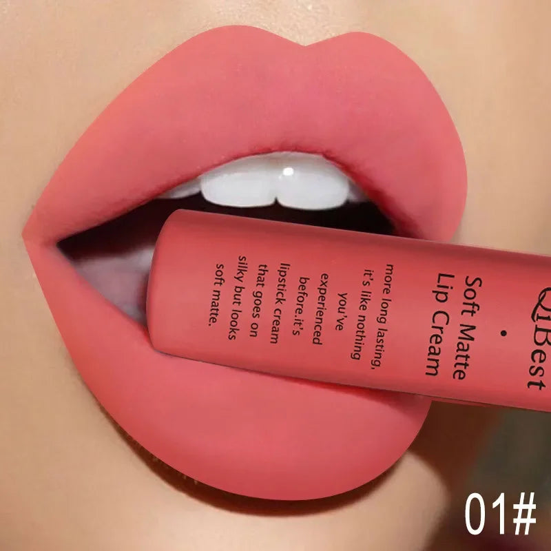 New Velvet Matte Lip Gloss Sexy Dark Red Moisturizing Liquid Lipstick Waterproof Long Lasting Non-stick Cup Lips Pigments Makeup