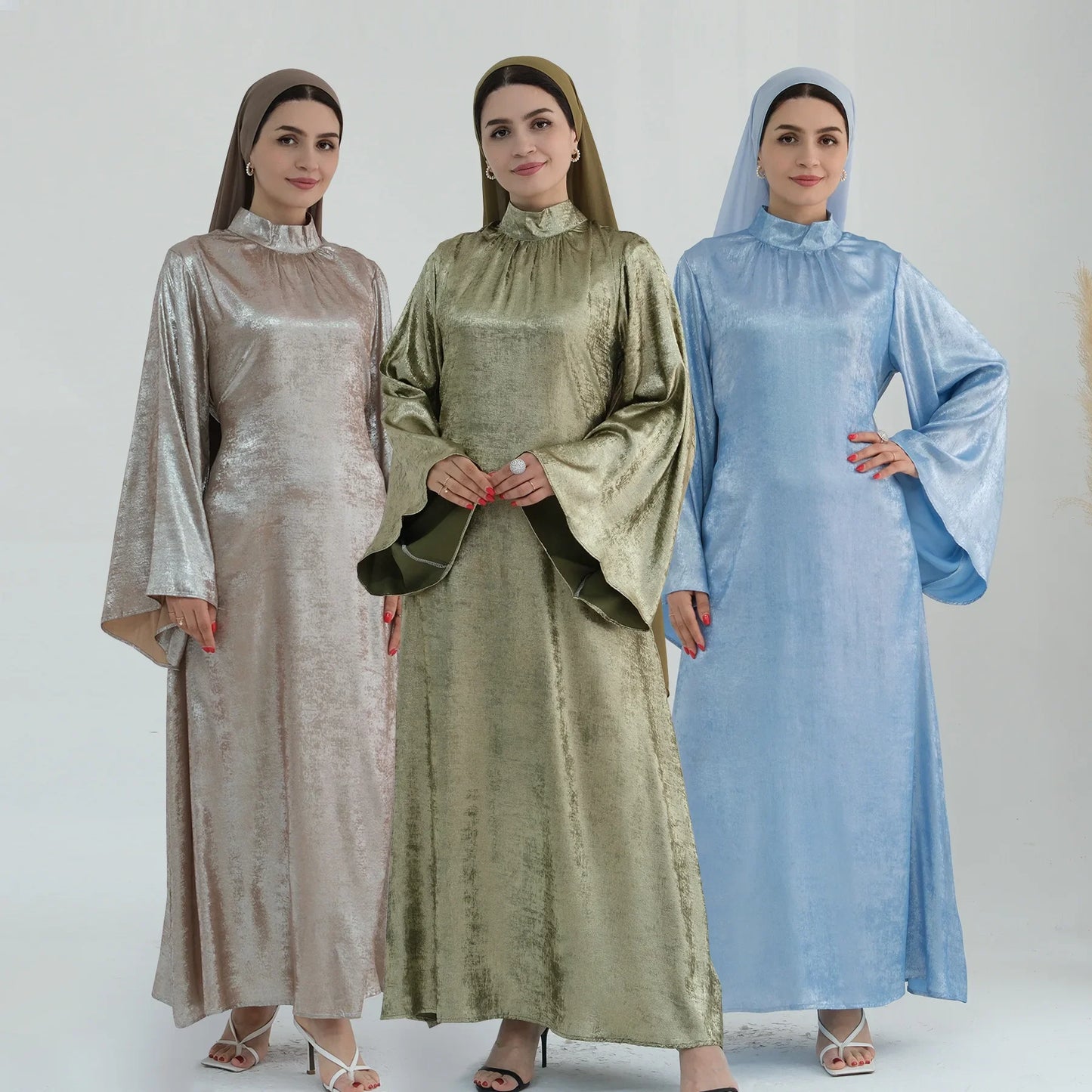 Butterfly Abaya Dress Elegant Belted Muslim Party Hijab Dresses Bronze Abayas for Women Dubai Turkey Islam Clothing Eid Kaftan - Seprincess