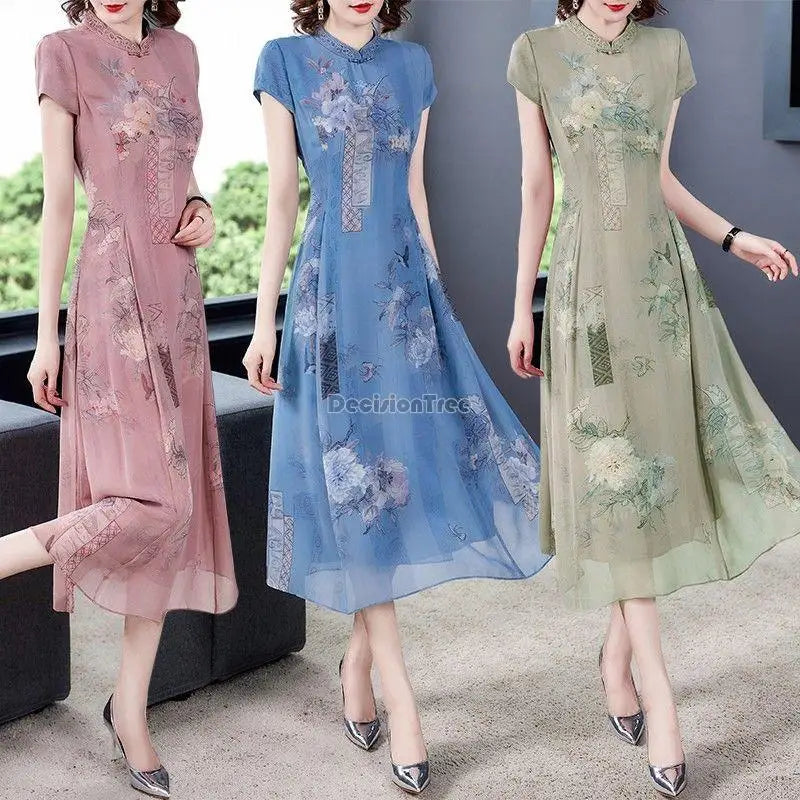 modern cheongsam dress women floral qipao chinese flower qipao party vintage ao dai dress elegant party dress oriental qipao - Seprincess