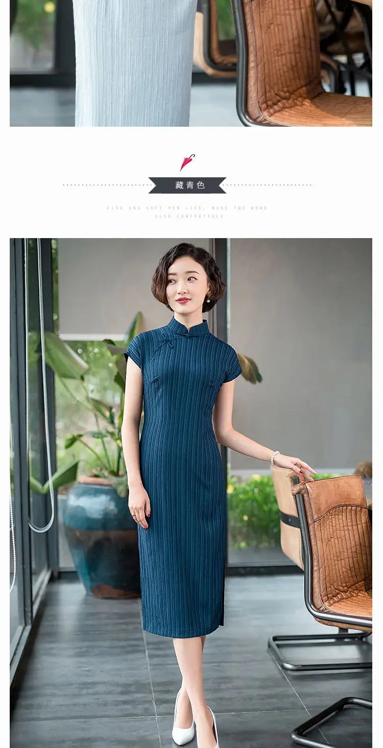 Qipao Modified Cheongsam Women's 2023 Summer Chinese Cheong Sam Retro Tang Style Short Sleeve Stand Collar Vintage Dress Woman - Seprincess