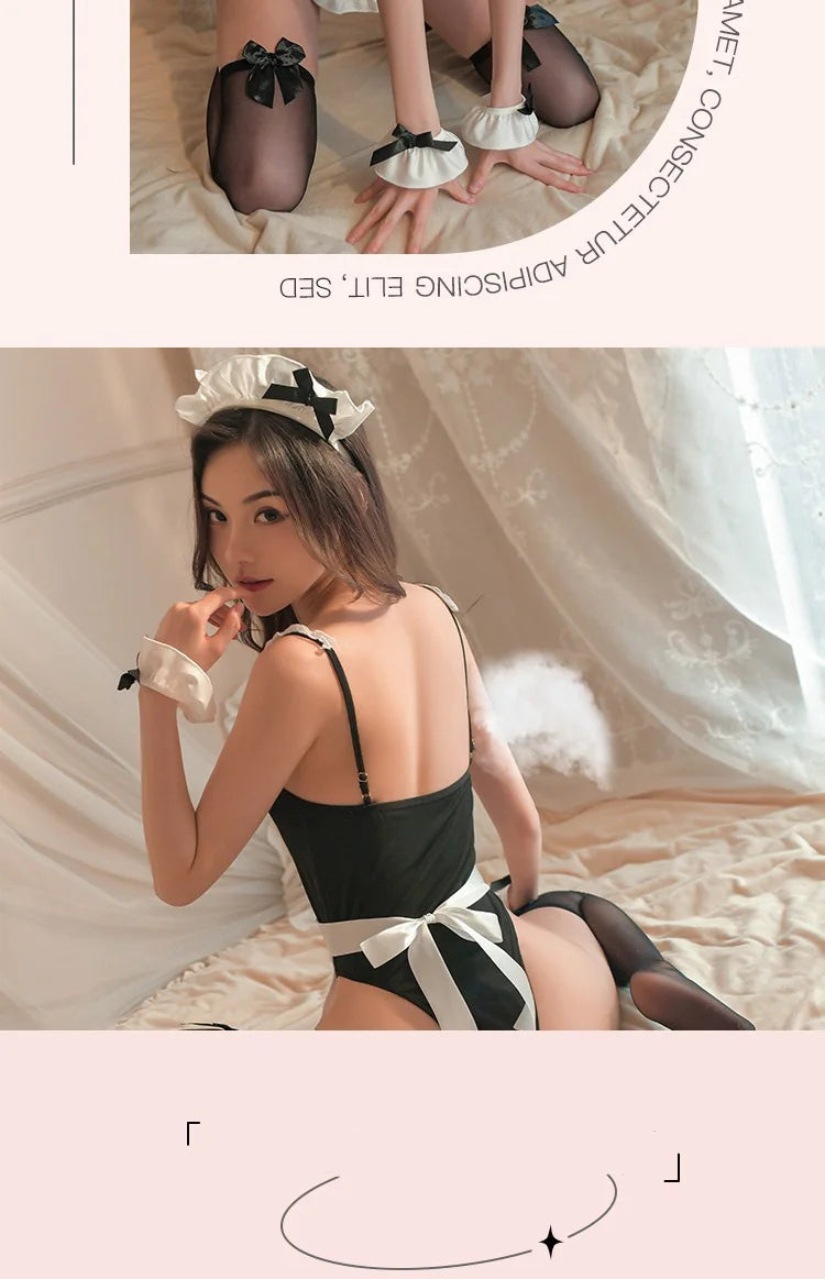 Erotic lingerie Lace maid uniform seduces revealing breasts erotic costume 18 Maid costume Babydoll Sexy disguise sexy cosplay - Seprincess