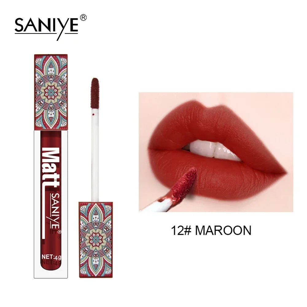 1PCS Waterproof Matte Nude Lip Gloss Brown Nude Pigment Dark Red Long Lasting Velvet Liquid Lipstick Women Makeup Lip Glaze - Seprincess