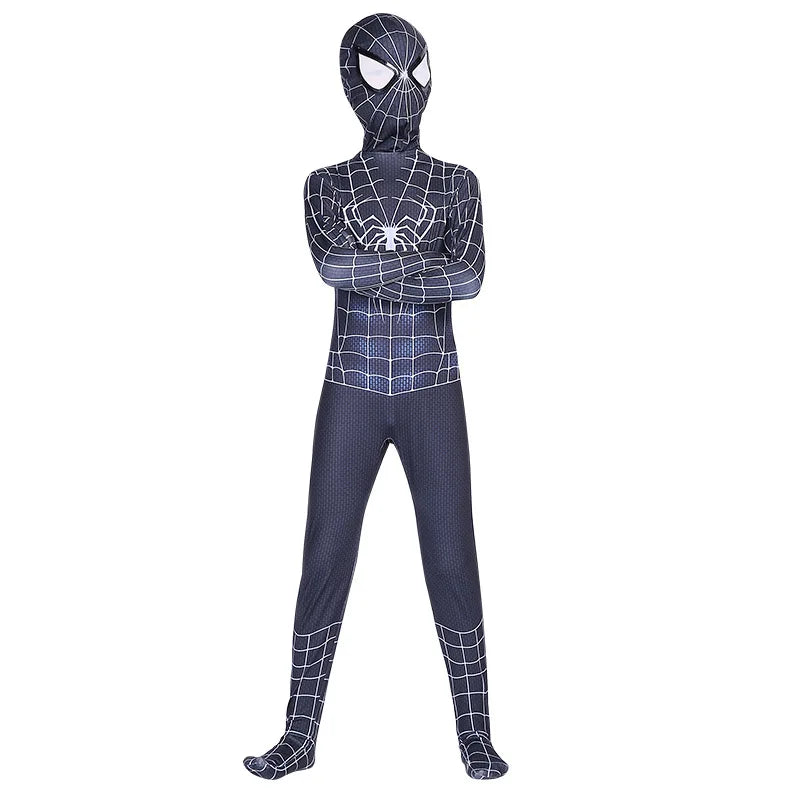 Kids Superhero Spider Costume Spandex Jumpsuit Halloween Cosplay Costumes Bodysuit Kids Head Cover Separation Party Set - Seprincess