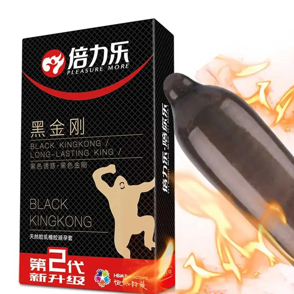 10PCs Black Condom Sex Toys for Men Man Penis Sleeve Ejaculation Delay Lasting Erotic Adult Long Lasting Body Condoms - Seprincess