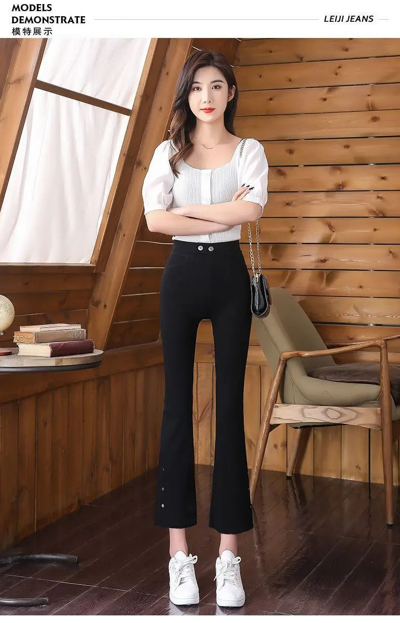 Split Flared Pants for Women High Waisted and Slim with a Base and Wide Legs Spring New Micro Flared Minimalist Casual Pants