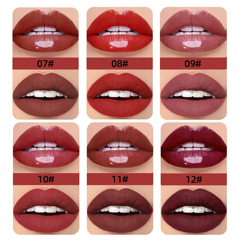 QIBEST 2023 New Double Head Matte Velvet Liquid Lipstick Waterproof Double End Mirror Lip Glaze Moisture Lip Makeup 2 In 1 Stick - Seprincess