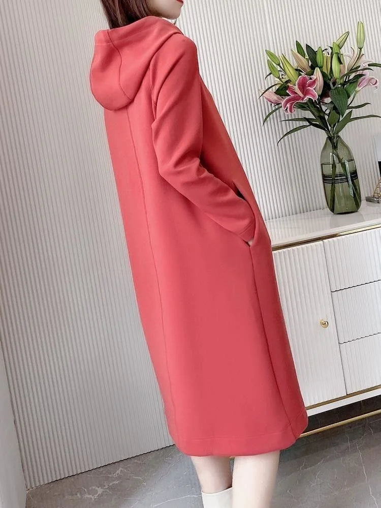 Women's Loose Casual Long Sleeve Hooded Dress Elegant Winter Party Warm Dresses For Women - Seprincess