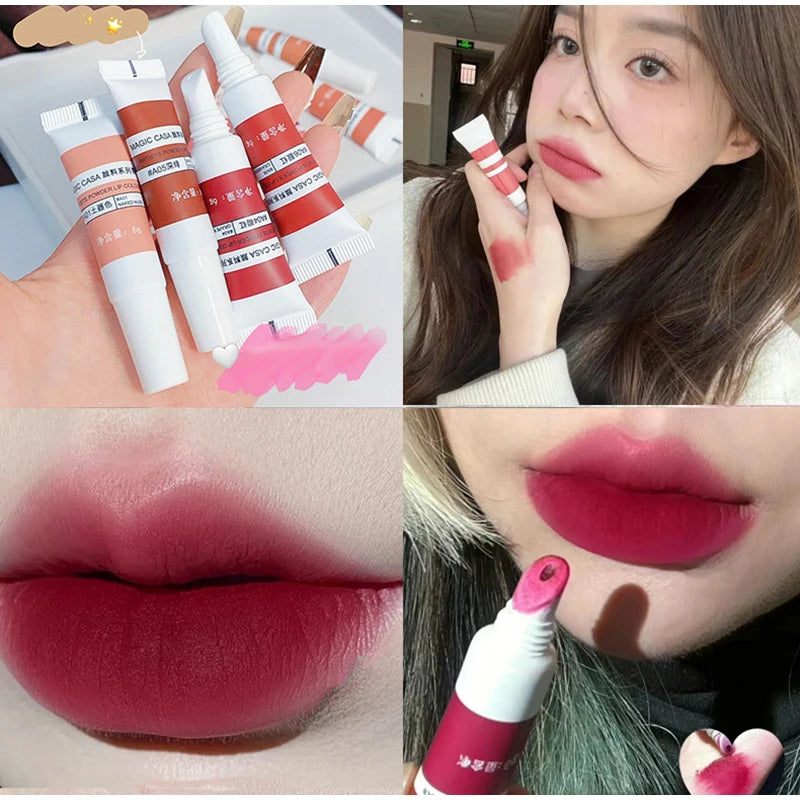 Lip Gloss Moisturizing Lip Tint Mud 6 Colors Lips Makeup Lipstick Long Lasting Lip Glaze Creative Cosmetics Waterproof Korean - Seprincess