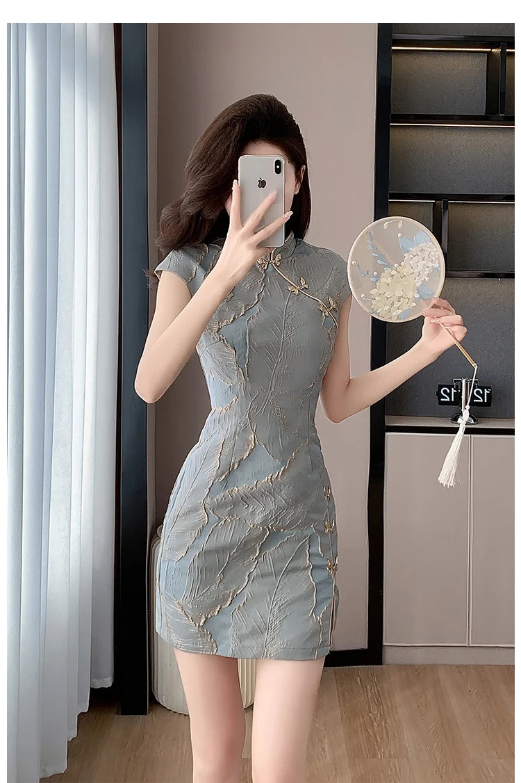 Chinese Style Short Qipao Dress Summer High-End Split Modern Improved Fashion Cheongsam - Seprincess