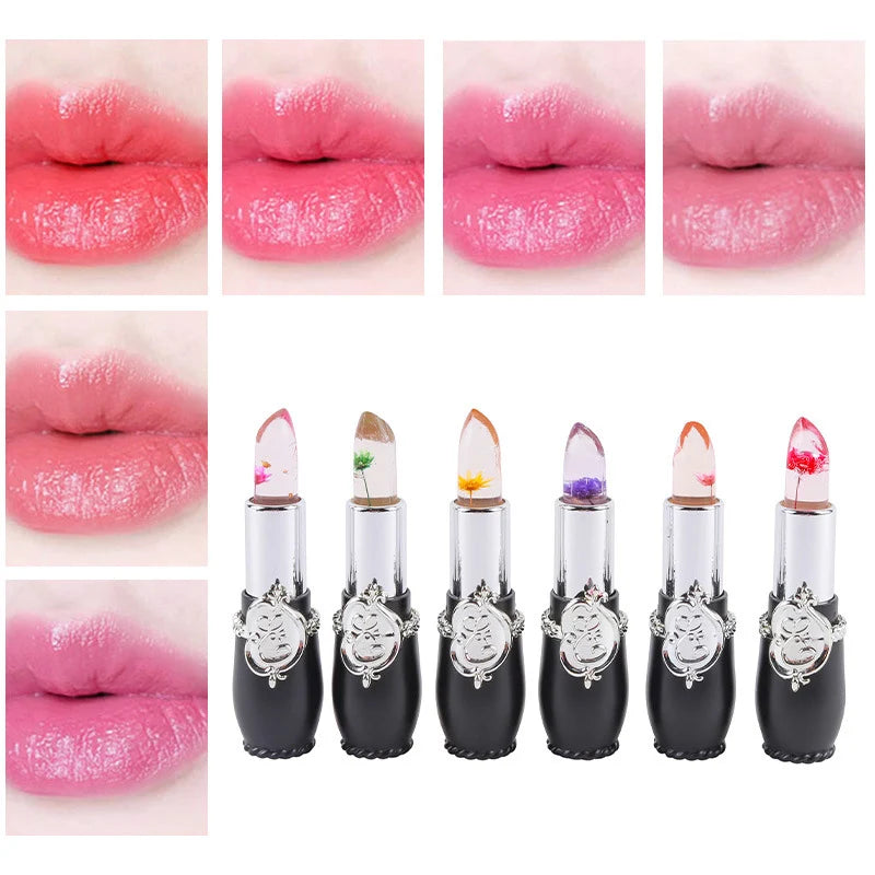 Flower Jelly Lipstick Set Temperature Change Moisturizer Flower Lipglaze Long Lasting Lip Balm Magic Color Change Lip Gloss - Seprincess