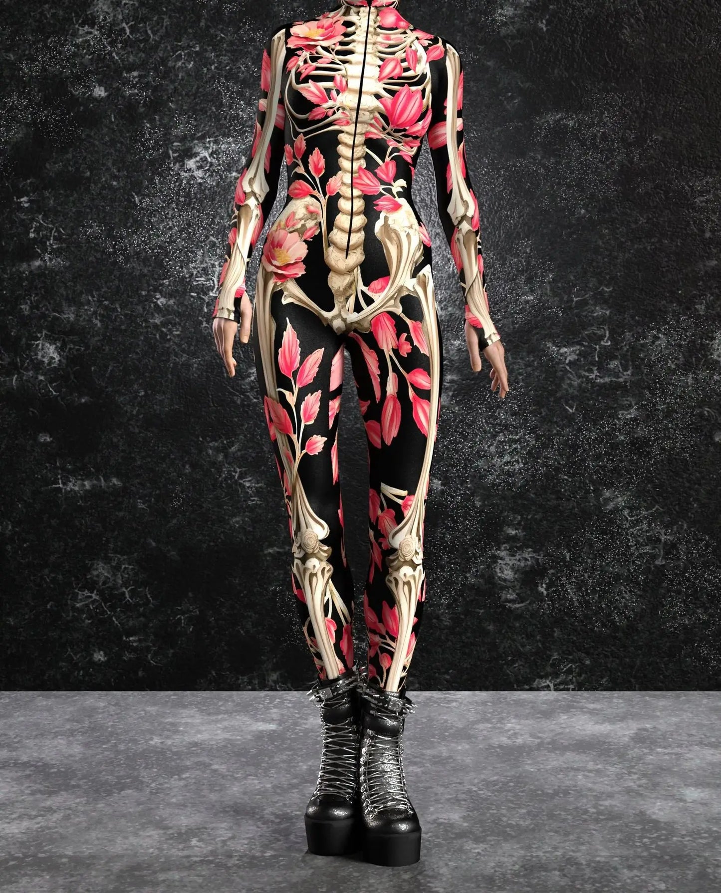 Women 3D Skeleton Butterfly Bodysuit Cyber Punk Jumpsuit Halloween Party Carnival Cosplay Costume Stage Performance Romper Suit - Seprincess