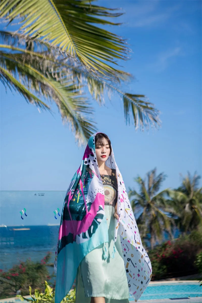 2018 New 90x180cm Twill cotton Pareo Beach Cover-Ups Women Large Beach Dress Bikini Bathing Swimwear Cover Up Sarong Wrap Scarf