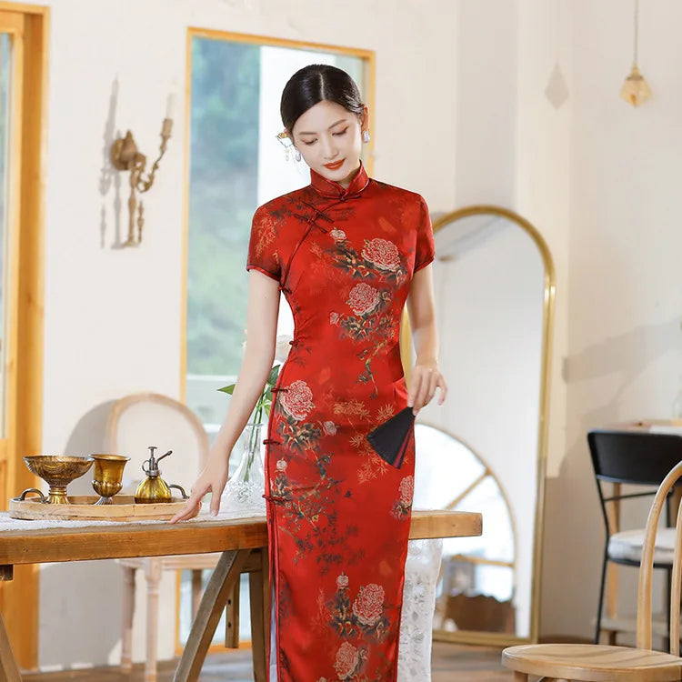 New Women Cheongsam Chinese Traditional Slim Dress Wedding Costume Long Dresses Sexy Qipao Multi Color - Seprincess