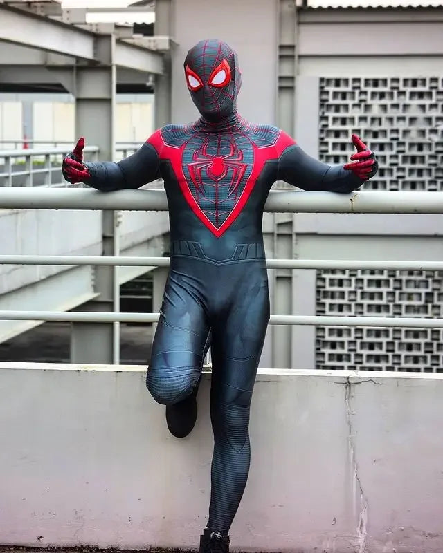 Adults Halloween Miles Morales PS5 Spiderman Peter Parker Superhero Cosplay Costume Bodysuit Zentai Suit Party Jumpsuits - Seprincess