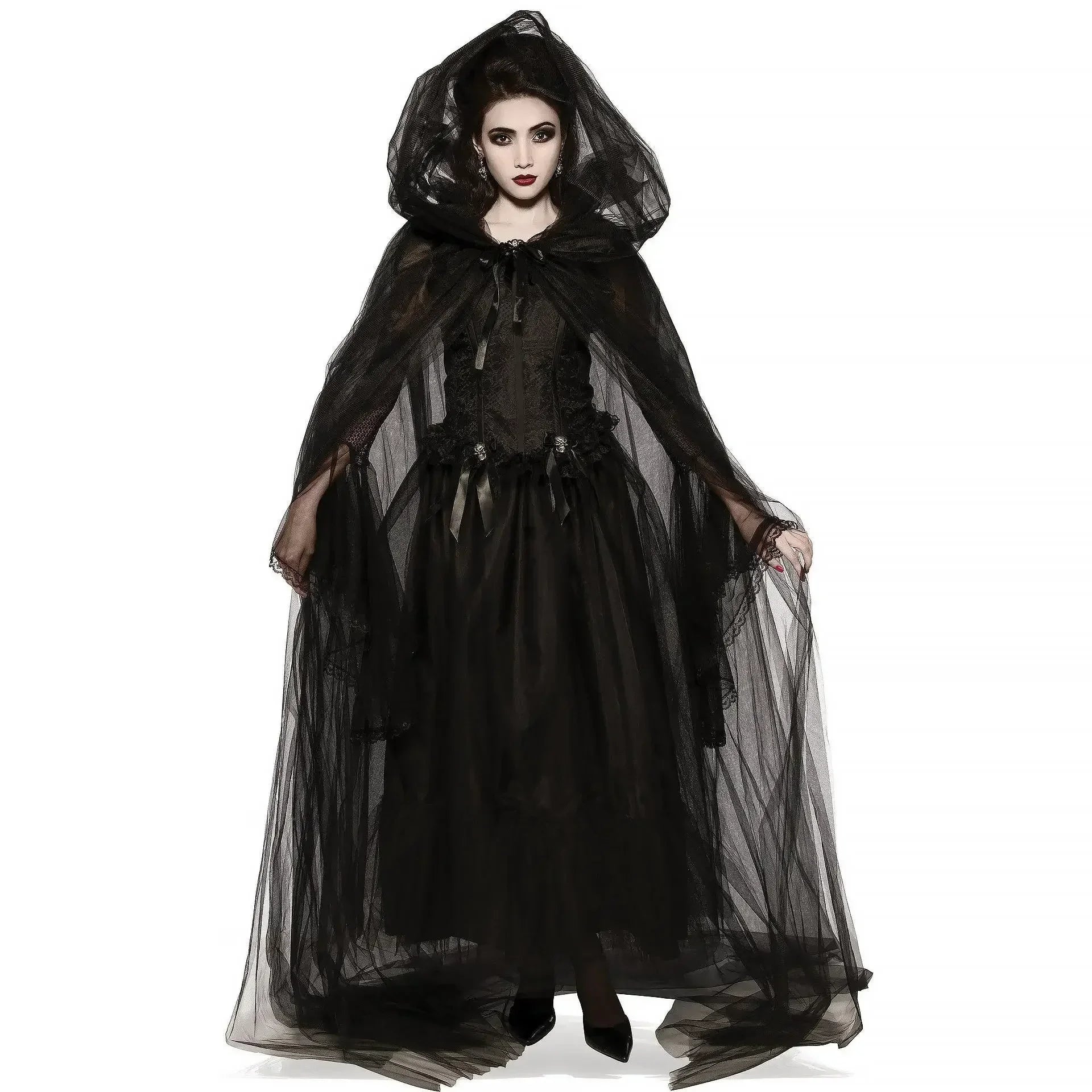 Halloween Costume Ghost Bride Witch High Quality Vampire Game Soft Cosplay Horror Demon Costume Black Gauze Dress - Seprincess