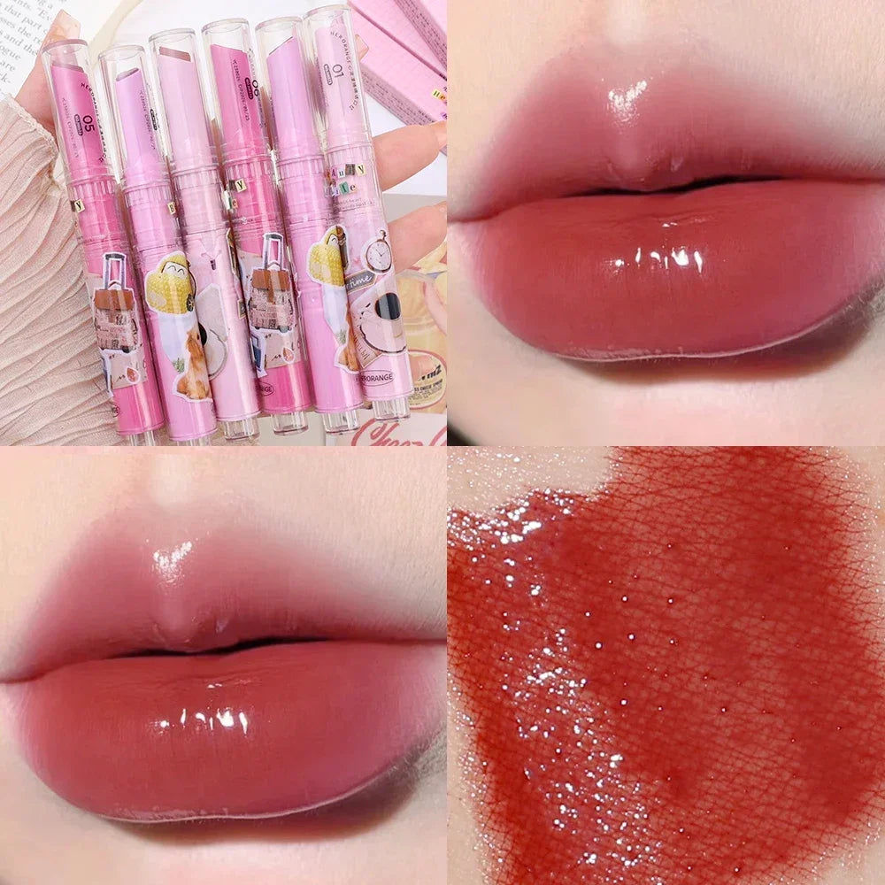 Jelly Pink Lipsticks Pen Moisturizing Lasting Mirror Water Light Solid Lip Gloss Glass Clear Lip Glaze Makeup Korean Cosmetics - Seprincess