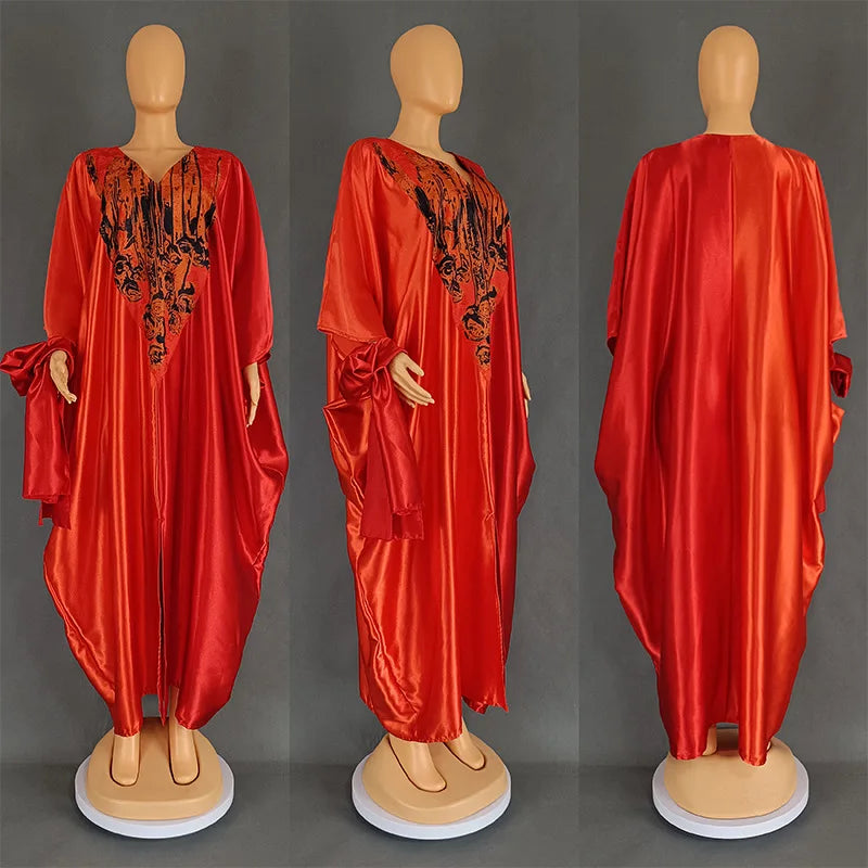 Abayas For Women Dubai African Muslim Fashion Dress Caftan Marocain Evening Party Dresses Satin Boubou Robe Djellaba Femme 2024 - Seprincess