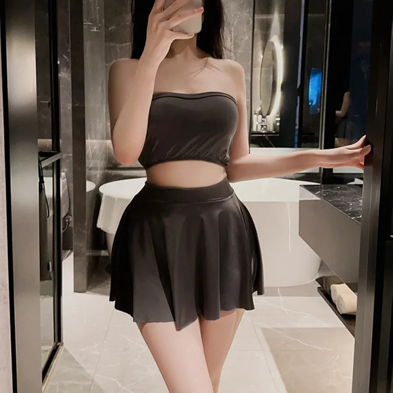 Summer Women's Skirts Sexy Mini Pleated Skirts Sexy Club Outfits for Women Girl Korea Black  Y2k A-line Stretchy Skirt - Seprincess