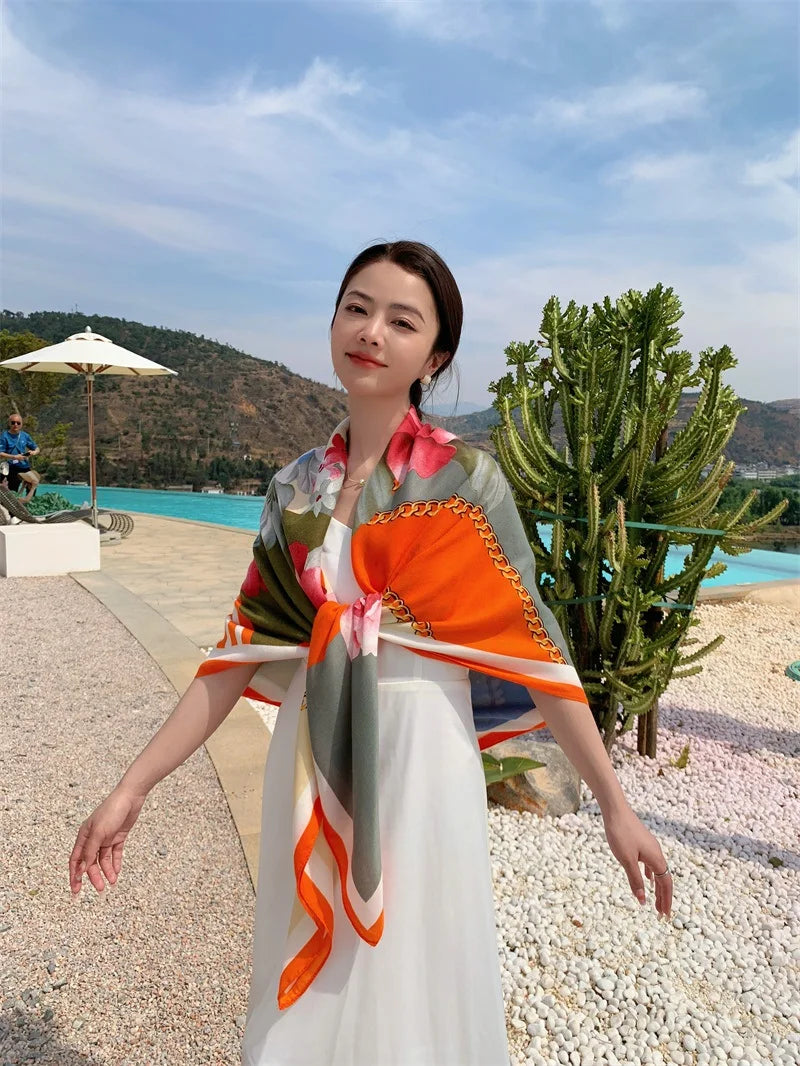 HOT 130x130cm large Velvet Texture Squar Travel Scarf Beach Dress Bikini Sarong Wrap Women Brazilian Swimsuit Bathing Cover-ups