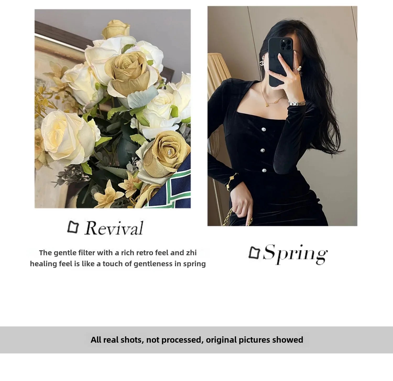 Elegant French Haban Style Fish Tail Skirt Spring Autumn Soft High Class Square Collar Long Sleeve Black Velvet Long Dress - Seprincess