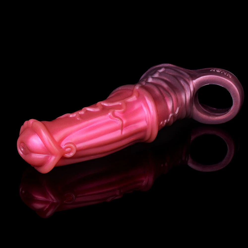 FAAK Large Silicone Fantasy Knot Penis Sleeve  Cock Enlargement Sex Toys For Men Delay Ejaculation Size M L