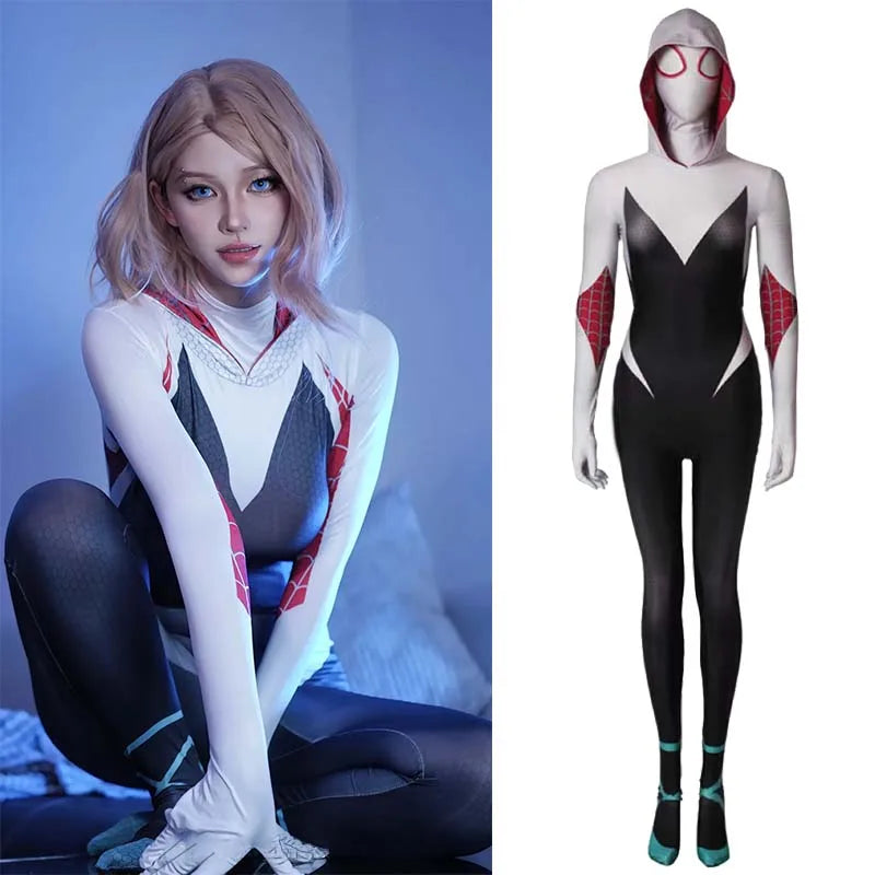 Spiderman Costume Adult Superhero Spider Gwen Miles Morales Spider Man Cosplay Costume Bodysuit Halloween Women Costume - Seprincess