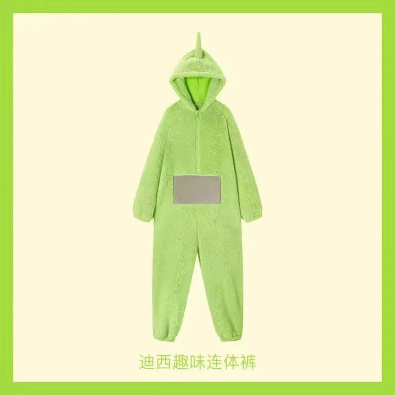 Kawaii Cartoon Teletubbies Plush One-Piece Pajamas Kid Teletubbies Costumes Adult Warm Home Clothes Cosplay Party Wear Girl Gift - Seprincess