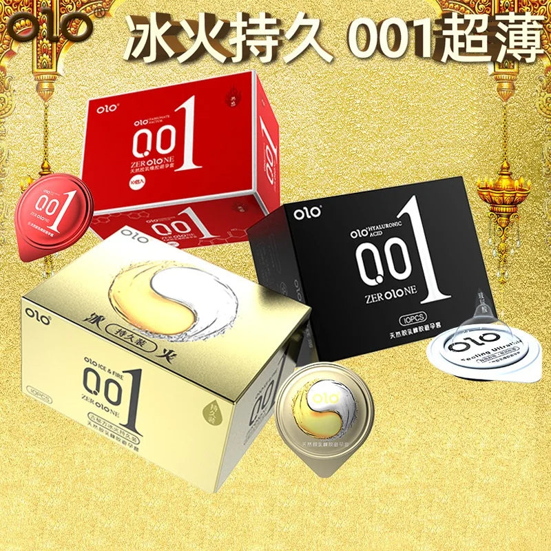 OLO Indian Delay Oil Condom Lasting Penis Sleeves Adult Sex Toys For Men Dotted Thin Ice Fire Feeling Condoms Cock Sex Supplies - Seprincess