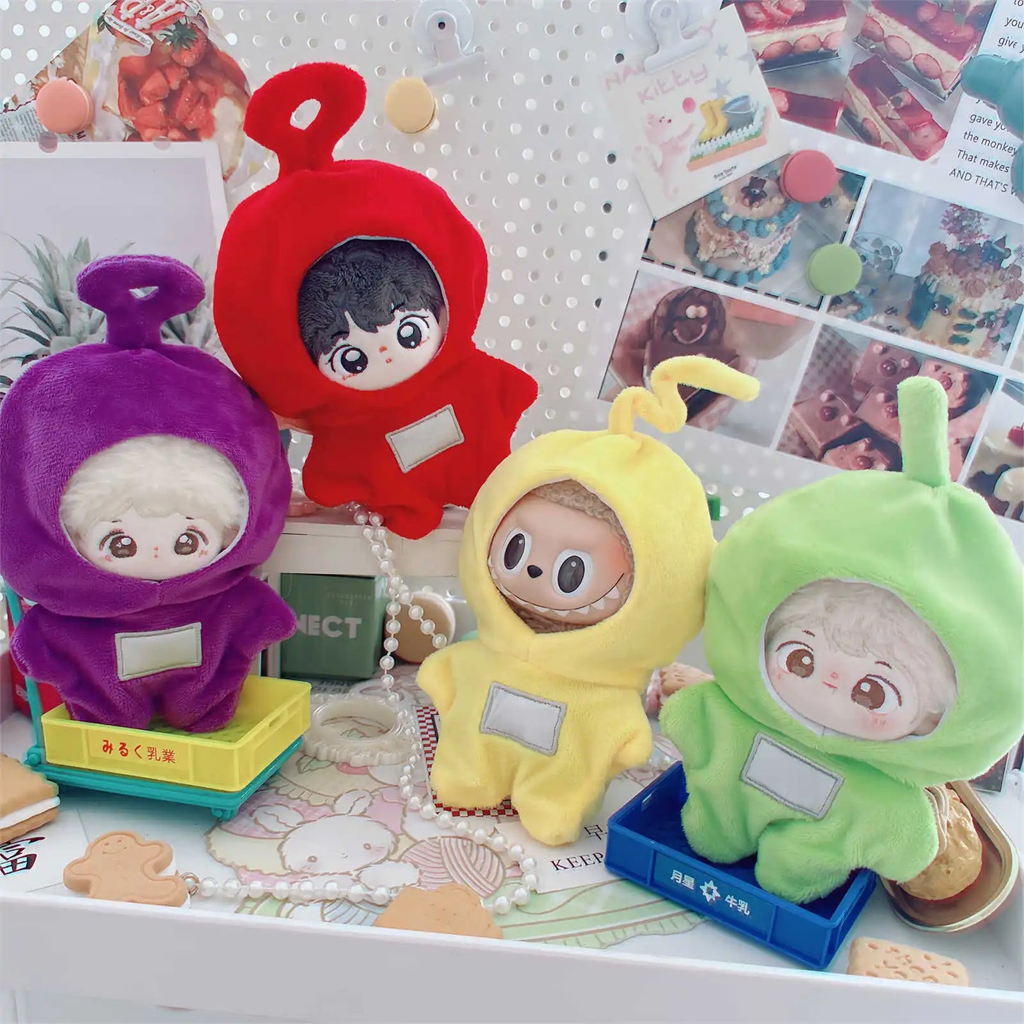 10-15Cm Anime Kawaii Teletubbies Cotton Doll Clothes Labubu Plush Doll Jumpsuit Hat Plushie Baby Crawling Clothes Accessories - Seprincess