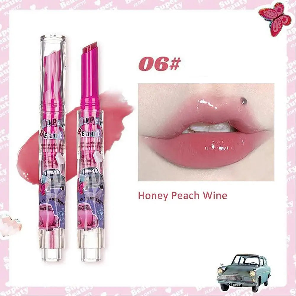 2023 New Florette Clear Jelly Lip Glaze Flower Love Shape Mirror Lipstick Waterproof Non-stick Cup Lipstick Korea fashion Makeup - Seprincess