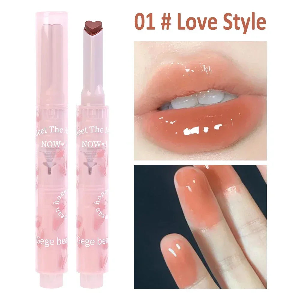 Love Shape Jelly Lipstick Waterproof Non-stick Cup Mirror Solid Lip Gloss Clear Lasting Moisturizing Lip Stick Makeup Cosmetic