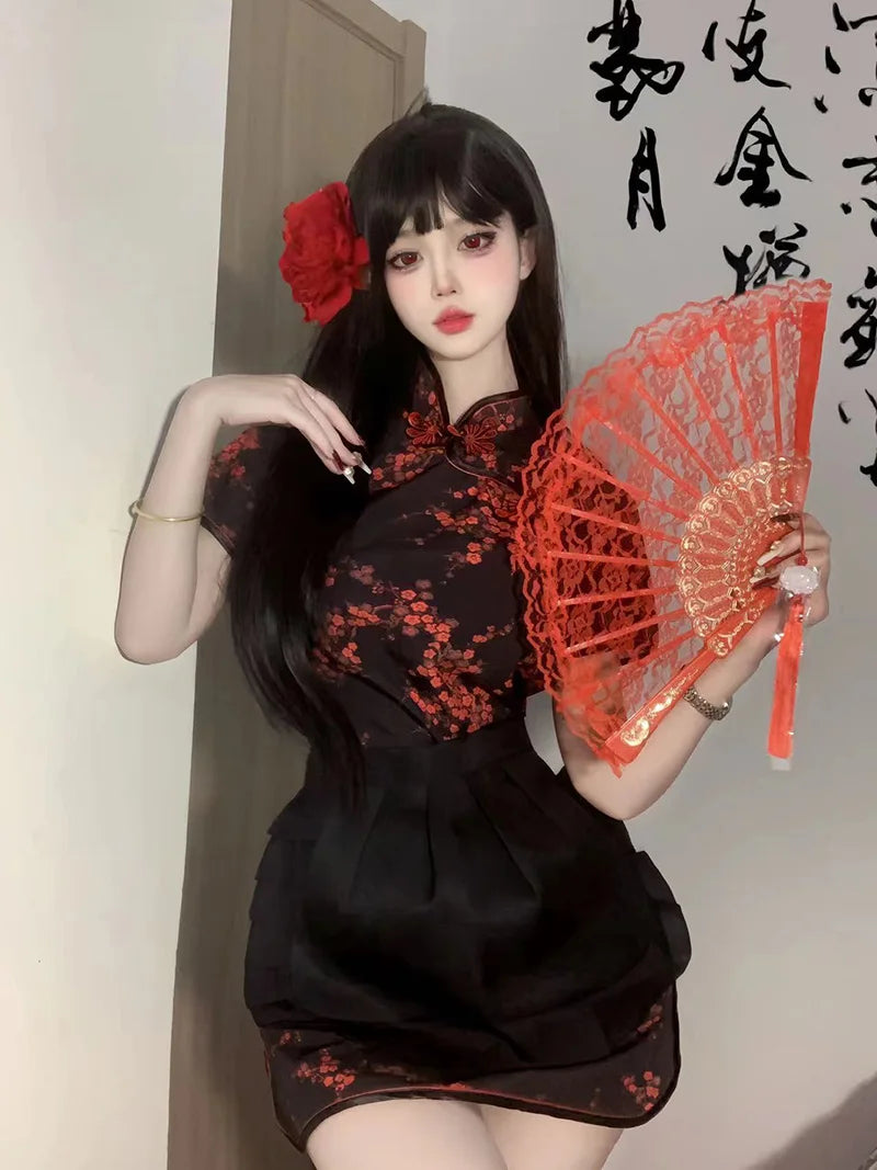 Sexy Chinese Women Cheongsam Cute Maid Role Play Outfit Apron Dress Uniform Kawaii Anime Little Chef Qipao Cosplay Costume - Seprincess