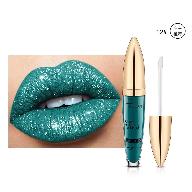 18 Colors Glitter Lip Gloss Waterproof Long Lasting Diamond Matte To Shimmer Metallic Liquid Lipstick Women Lips Makeup Cosmetic