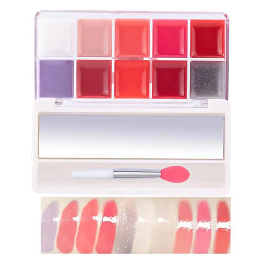 Lip Gloss Palette 10 Colors Jelly Lip Cream Palette Smooth Lip Glosses Tonedd Lip Frozenn Plate Red Lip Glaze Palette Lipstick - Seprincess