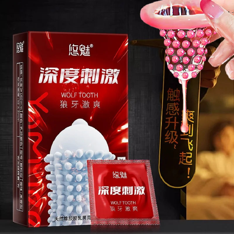 Ultrathin Ribbed Condoms Long-lasting Sex Toys with Dotted Granular Threaded Passionate Lock Sperm Stimulation for Men Sex Goods - Seprincess